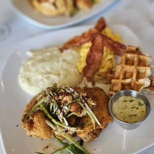 Chicken wings waffle and grits