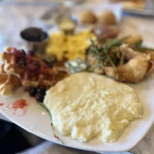 Shrimp chicken and waffles