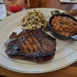 Dan &apos;s Ribeye Rice pilaf Baked beans