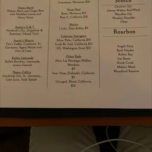 the menu