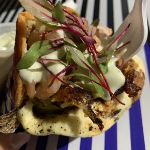 Seafood arepa