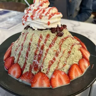 Strawberry Matcha w/ red bean