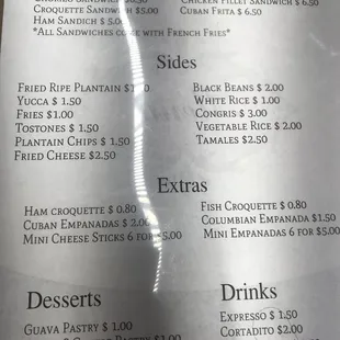 English menu