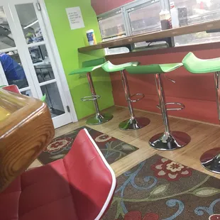 Air conditioned Bar area to eat inside the bus