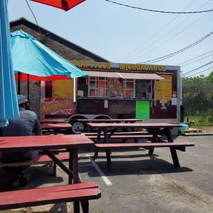 Food truck with some outdoor seating