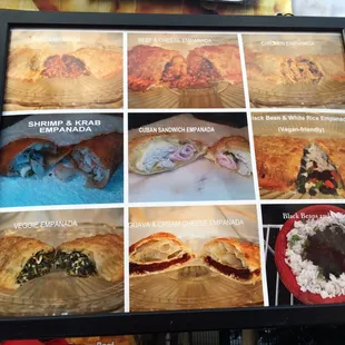 a variety of empanadas