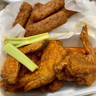 Wings and mozzarella sticks