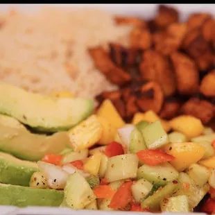 Attieke with plantain and veggie salad