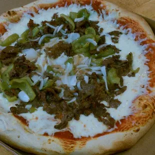 Philly cheese steak pizza!