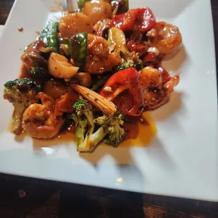Szechuan Shrimp /scallops with veggies