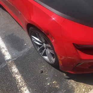 Equipment was dropped on car while parked