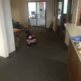 Clean comfortable waiting area. There were even toys there to help me keep my son preoccupied during our visit!