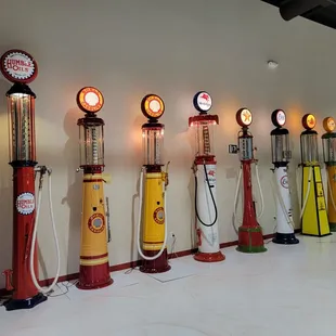 a row of gas pumps