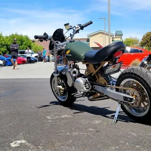 a motorcycle parked in a parking lot