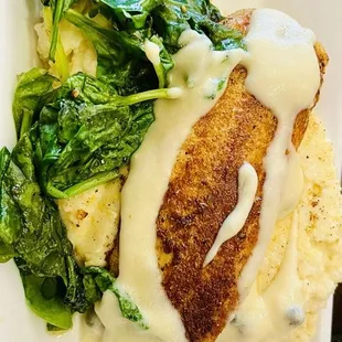 The redfish dish was perfectly seasoned.