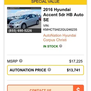 I really got the Autonation Price.