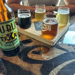 Beer flight and a root beer