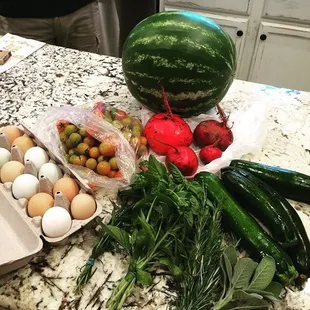 Another CSA box from summer, this one was an egg week.