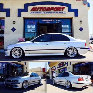 Bmw 540i we rolled fenders and aligned.