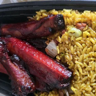 Bbq ribs and pork fried rice