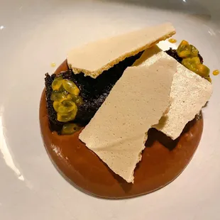 NYE 2021 Dinner Menu: dark chocolate mousse with passion fruit