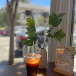 Not only frozen yogurt but juice was also excellently served