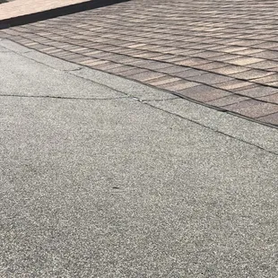 Flat roof leading into the peak