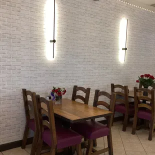 tables and chairs in a restaurant