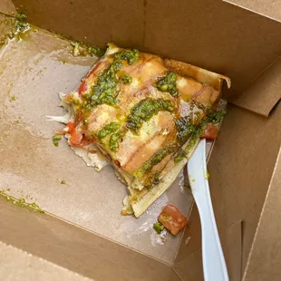 The Missoula - mozzarella tomato's on crepe with balsamic glaze and pesto