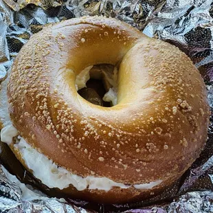 Plain bagel with cream cheese - baby girl wanted this lol