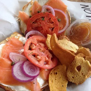 Toasted Plain Bagel With Lox Spread
