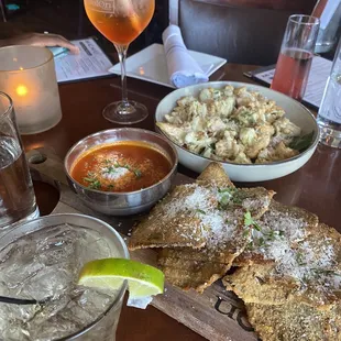 Eggplant chips and flash fried cauliflower