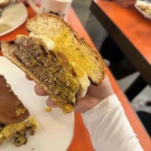 brunch burger cross section