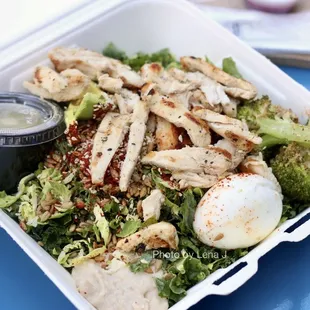 Takeout Brassica Bowl with added chicken ($17)