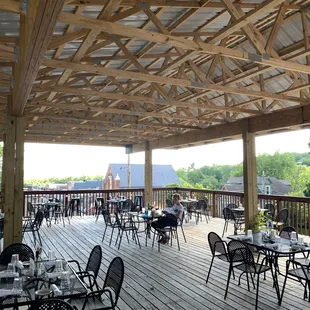 the outdoor dining area of the restaurant