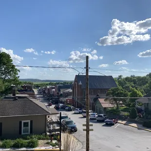 a view of the town from the roof of the restaurant