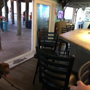 Downstairs bar looking out toward the pier.