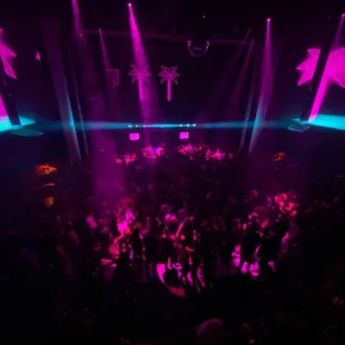 a crowd of people dancing at a nightclub