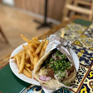 Falafel Sandwich with Fries - Their Falafel and Fries are so F'in good