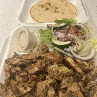 Chicken souvlaki platter
