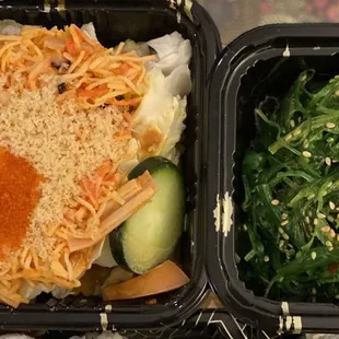 Spicy Seafood Salad and Seaweed Salad