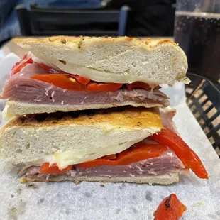 a ham and tomato sandwich