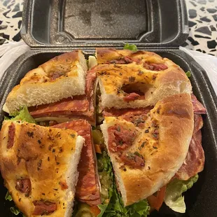 Diavolo Italian Sub (hot) on focaccia bread