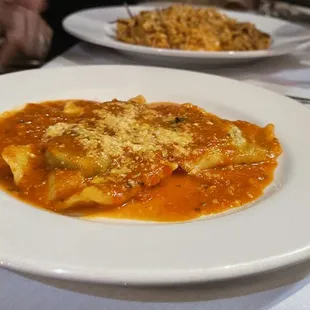 The spinach and ricotta raviolis that he brought me out to sample