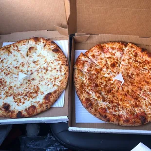 two large pizzas