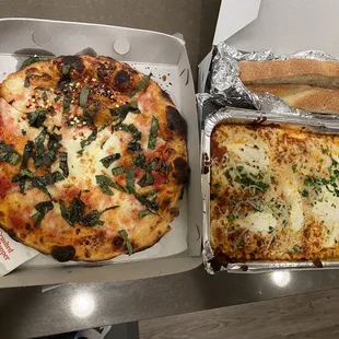 two pizzas in a box
