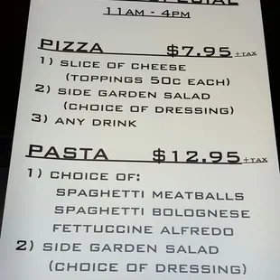 New lunch special. All drink options included (soda, juice, tea)