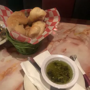Bread basket and dip.