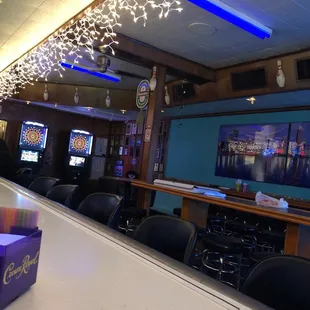 a view of a bar with a box of candy