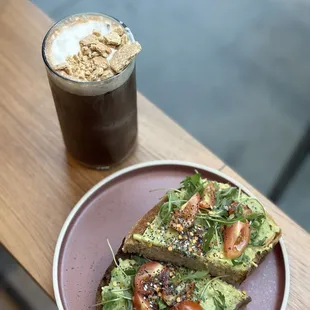 avocado toast and a drink